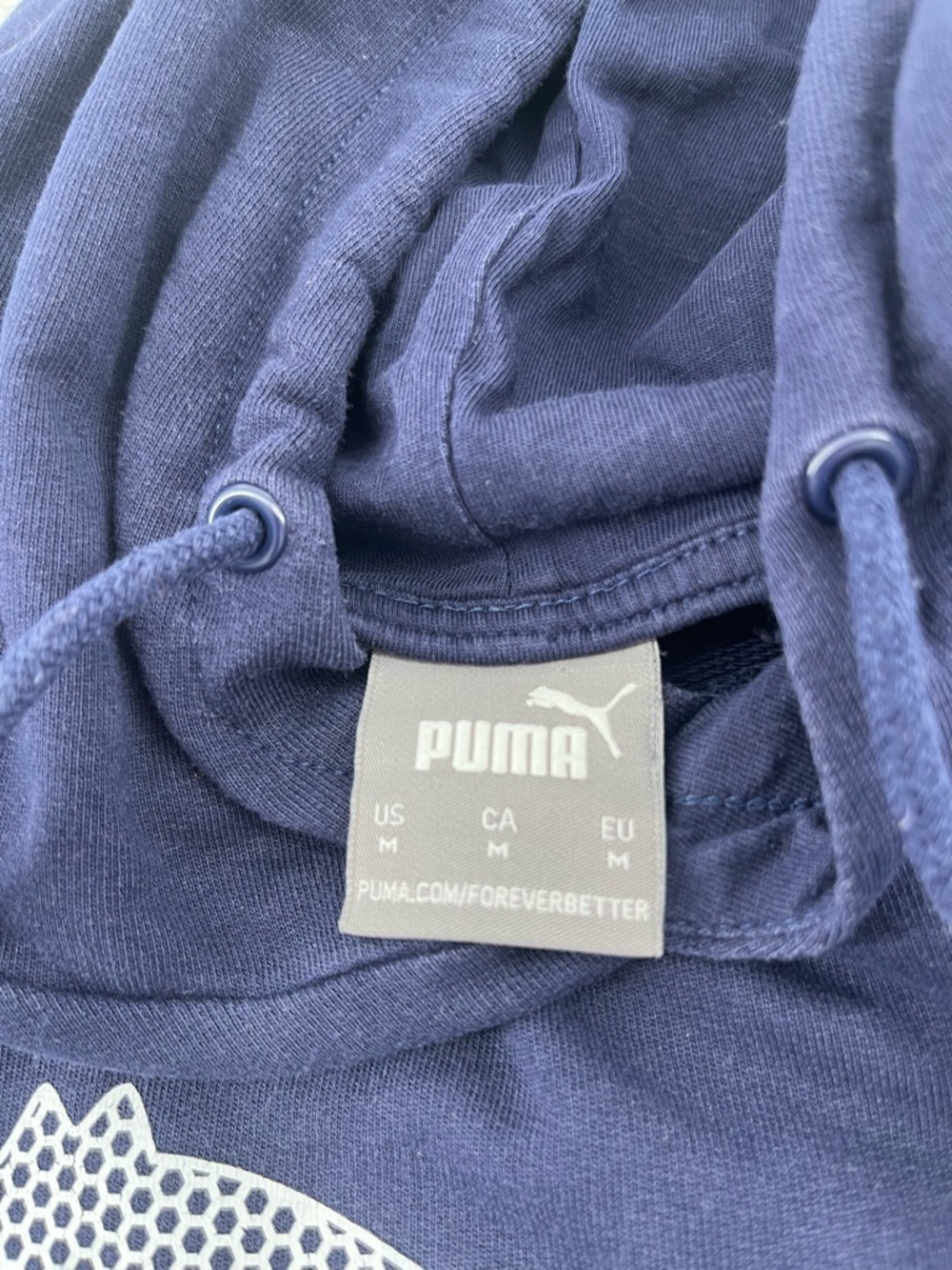 Puma Men’s Navy Crewneck Hoodie with White Logo - Picture 3 of 8
